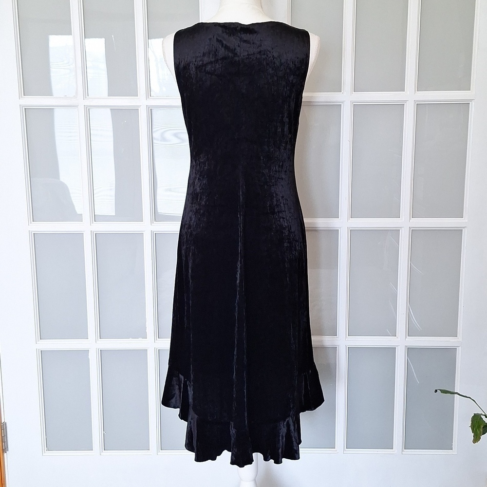 Vintage CDC Petite Velvet High Low Flounce Hem Dress - Picture 4 of 11